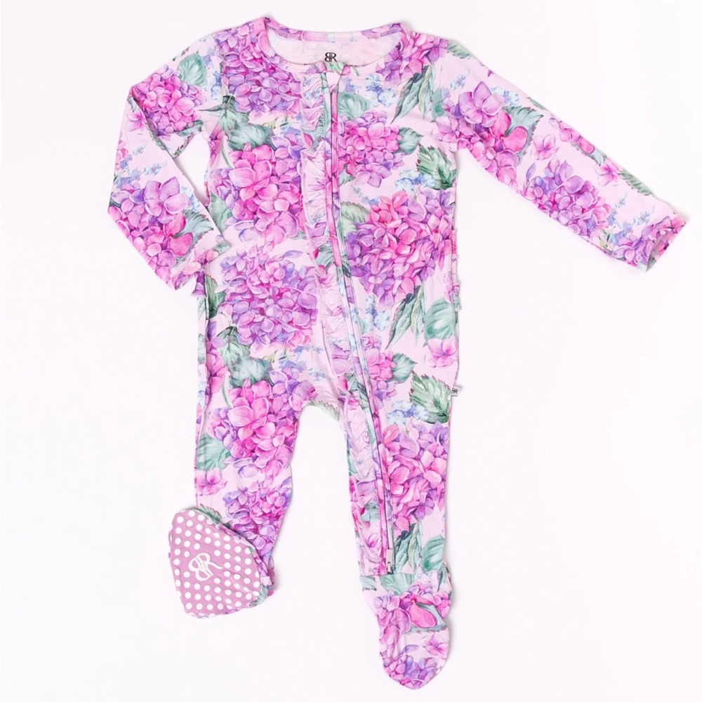Bums & Roses Bamboo Ruffle Footie, 0-3 mo
